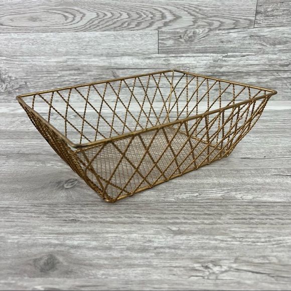 Metallic Bronze Wire Organizer Storage Basket - Picture 1 of 8